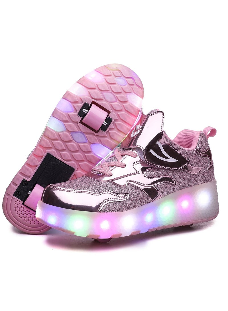 LED Light Up Roller Skates Wheel Shoes for Kids Pink