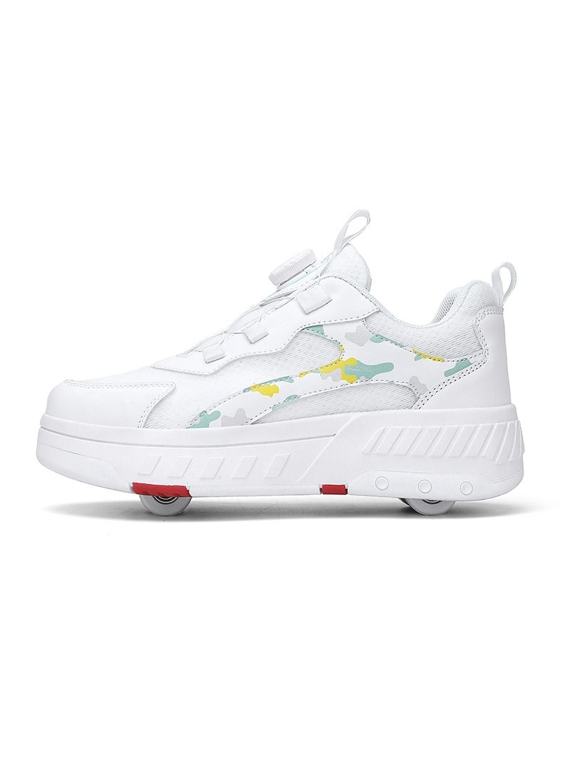 4 Rollers Skates Wheel Shoes for Kids White