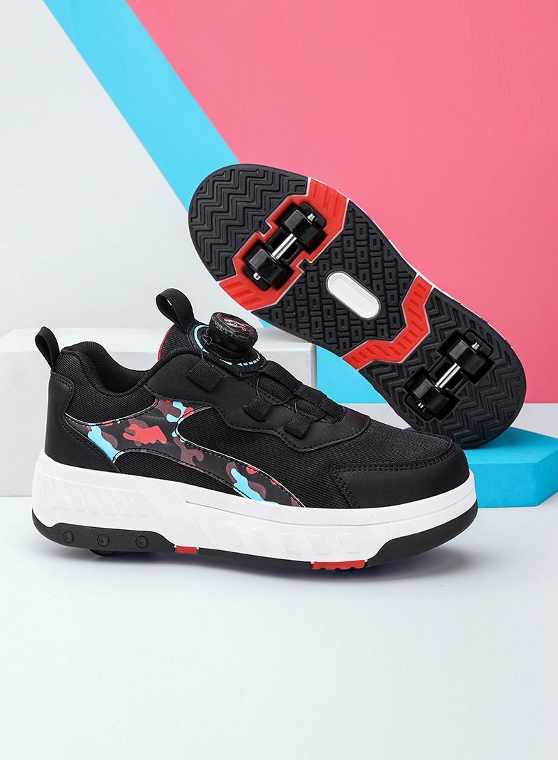 4 Rollers Skates Wheel Shoes for Kids Black