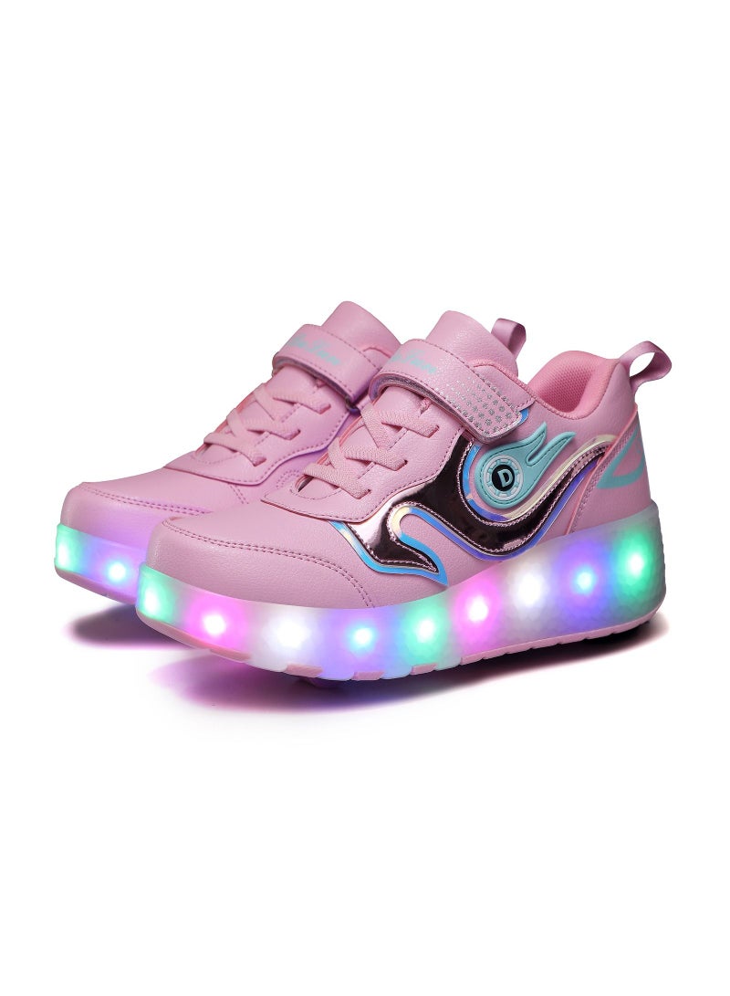 LED Light Up Roller Skates Wheel Shoes for Kids Pink