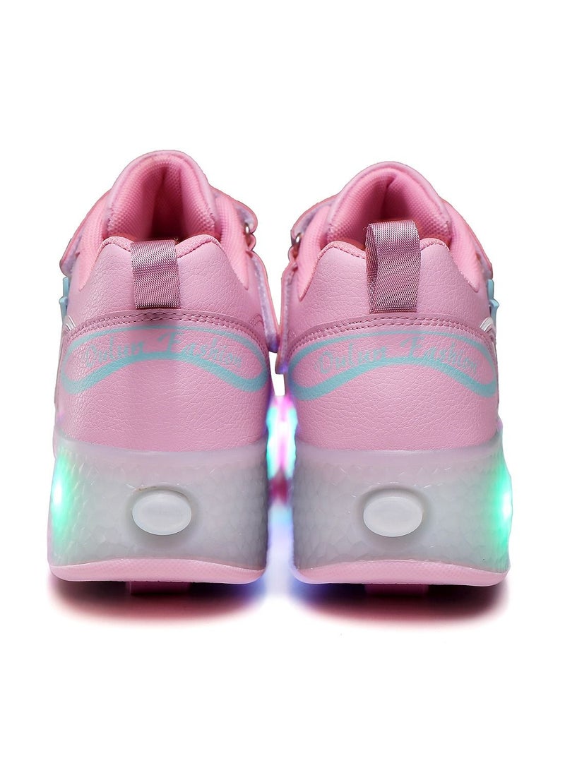 LED Light Up Roller Skates Wheel Shoes for Kids Pink