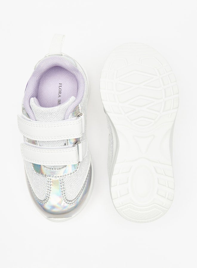 Girl's Star Applique Sports Shoes with Hook and Loop Closure