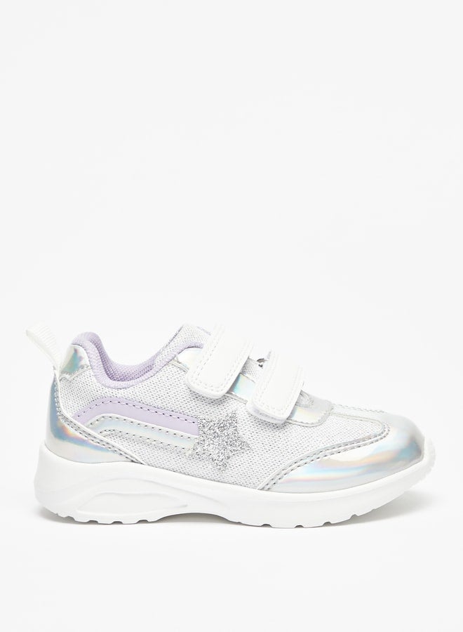 Girl's Star Applique Sports Shoes with Hook and Loop Closure
