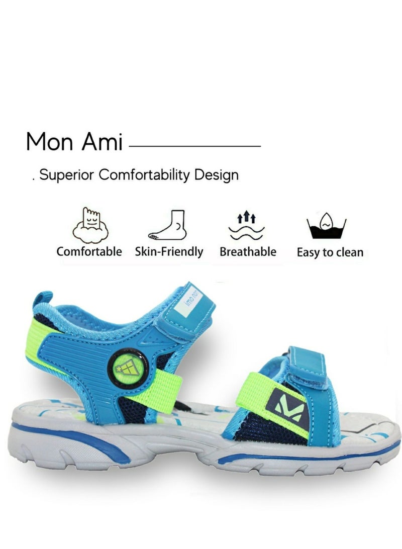 Mon Ami Boys and Kids Sandals | Soft Bottom, Velcro Strap Children Sports Sandals Unisex - Summer Baby Boy Sandals for Beach, Outdoor & Seaside | Casual Sandals for Toddler Girls, Boys & Kids