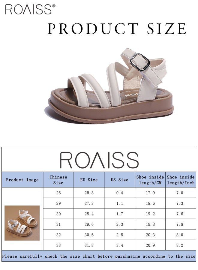 Fashionable And Versatile Pu Leather Sandals For Girls For Daily Commuting Thick-Soled Open-Toe Adjustable Buckle Summer Roman Sandals