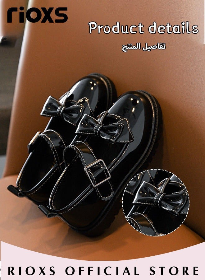 Girl's Princess Leather Shoes Fashion Mary Jane Dance Flats School Uniform Shoes