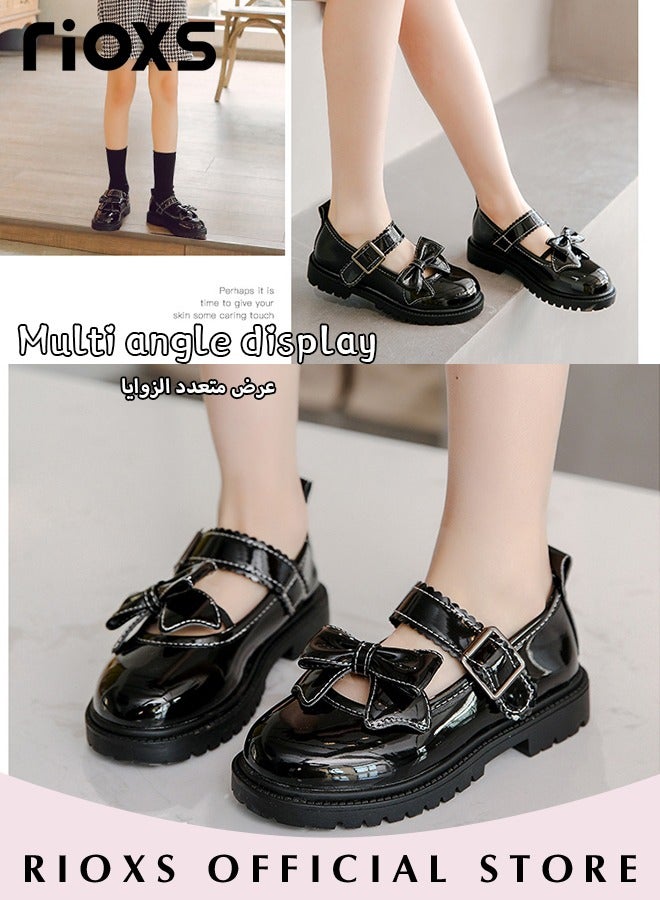 Girl's Princess Leather Shoes Fashion Mary Jane Dance Flats School Uniform Shoes