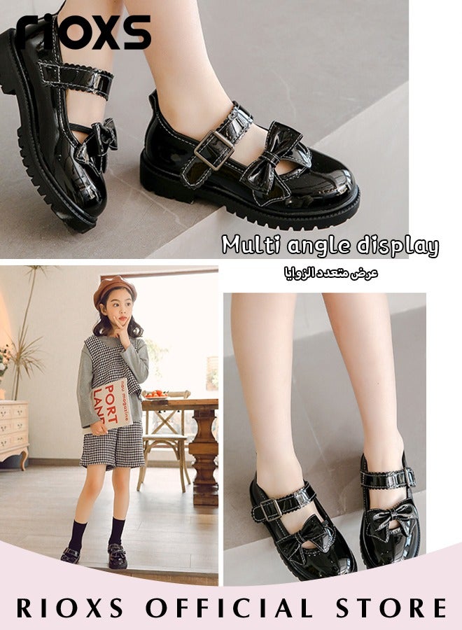 Girl's Princess Leather Shoes Fashion Mary Jane Dance Flats School Uniform Shoes