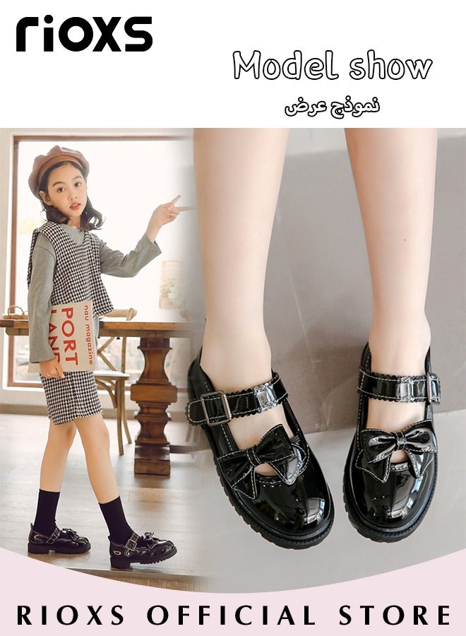 Girl's Princess Leather Shoes Fashion Mary Jane Dance Flats School Uniform Shoes