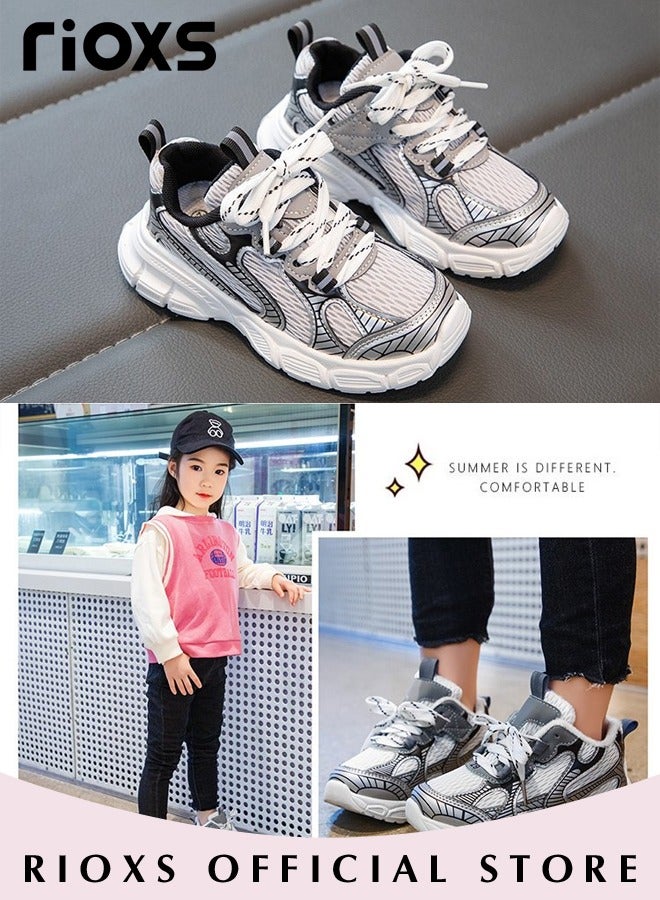 Kids Sports Shoes, Fashionable Lightweight Athletic Shoes, Casual Sneakers with Breathable Upper and Non-Slip Sole, Comfort Fitness Shoes for Running, Jogging, Walking and Outdoor Use