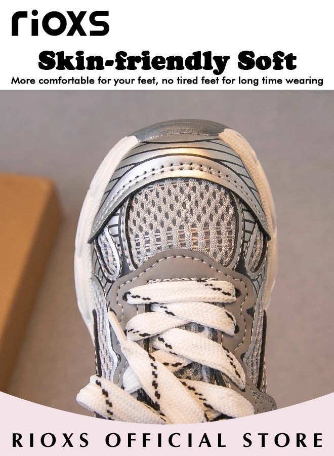Kids Sports Shoes, Fashionable Lightweight Athletic Shoes, Casual Sneakers with Breathable Upper and Non-Slip Sole, Comfort Fitness Shoes for Running, Jogging, Walking and Outdoor Use