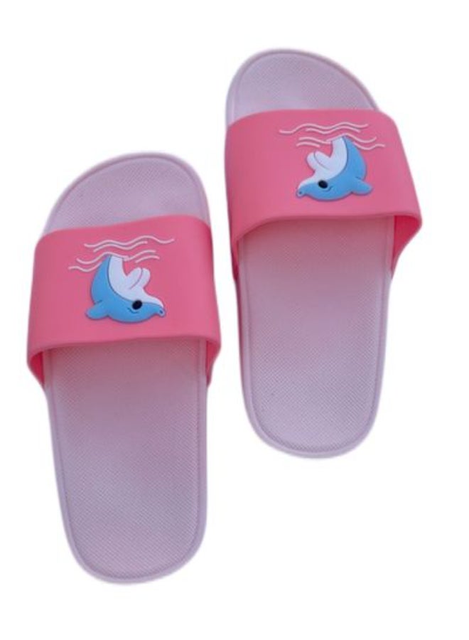 Girls Dolphin 3D Graphic Slides Pink