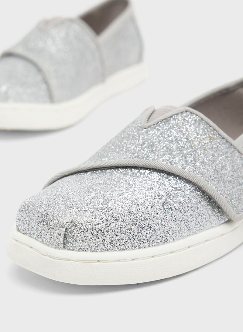 Kids Glitter Alpargata Slip-Ons Loafers