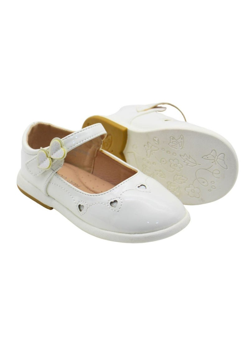 Girls and Kids School Shoes | Soft Bottom, Hook and Loop, Flats & Lightweight for Little Kid | Casual Baby Girl Shoes for Party, School Uniform, Black Dress & Wedding Dress