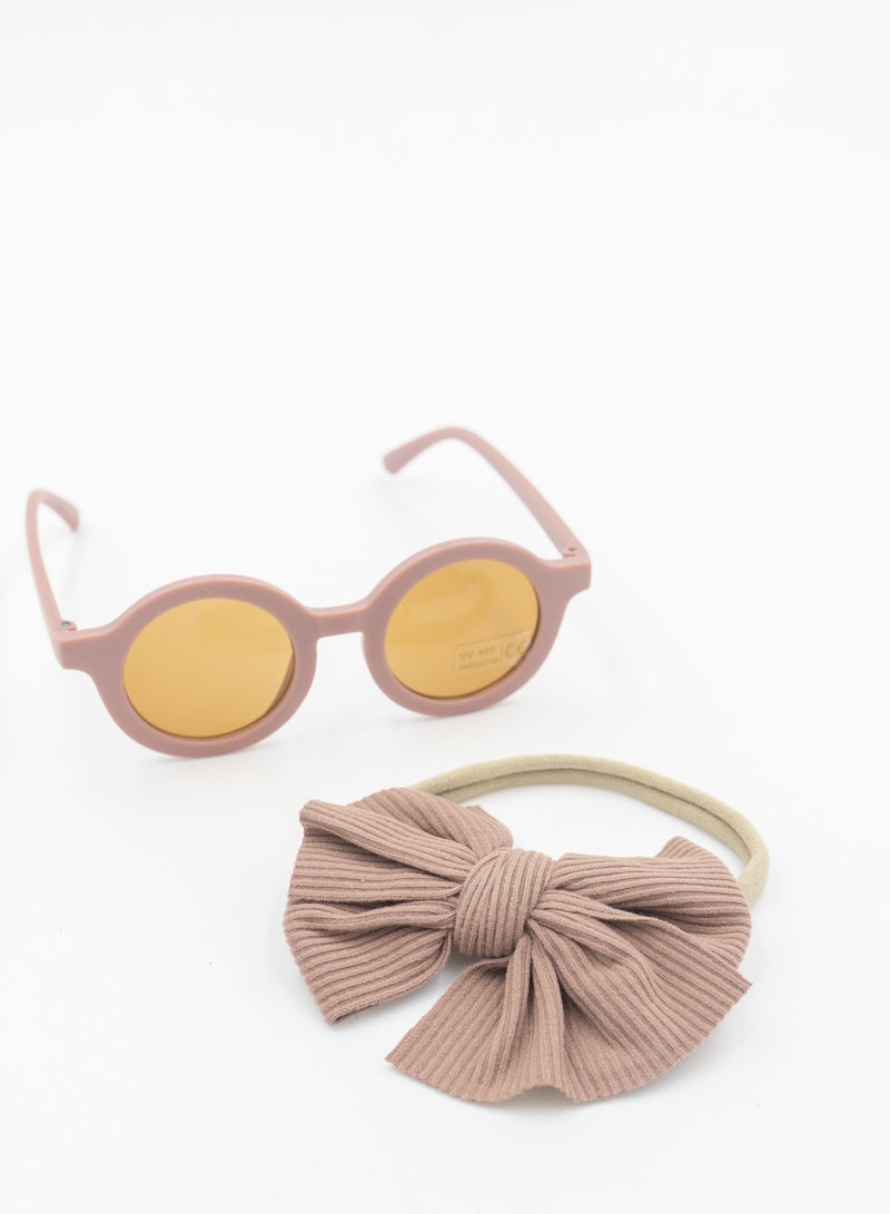 Glasses and Headband Set For Babies and Girls Light Brown Colour