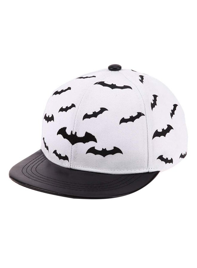 Bats Printed Cotton Snapback Closure Baseball Cap Black/White