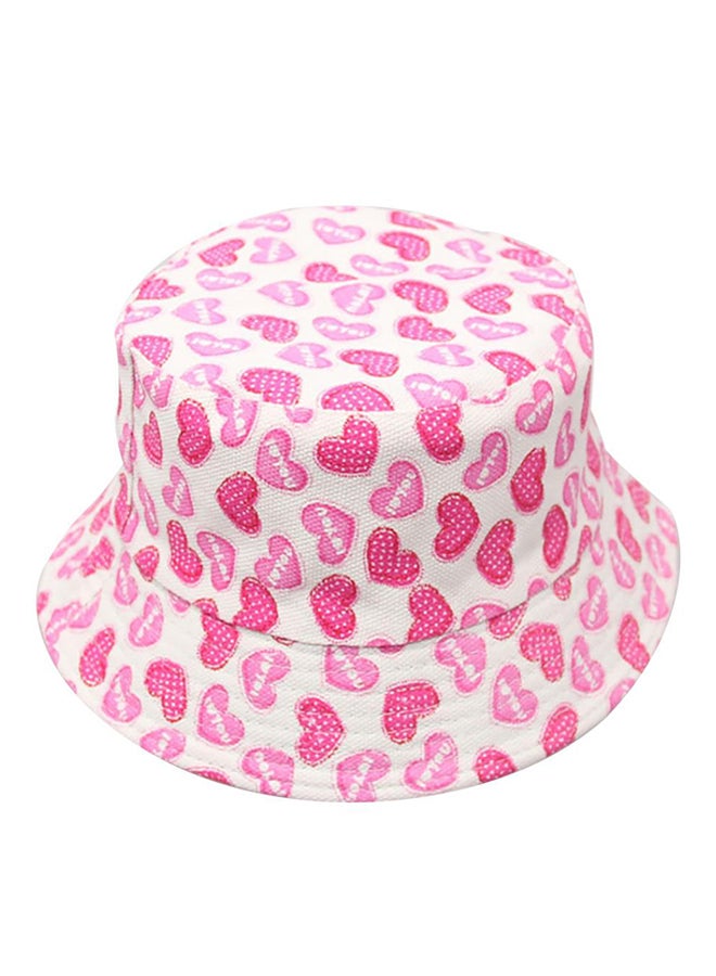 Heart Printed Summer Hat Pink/White