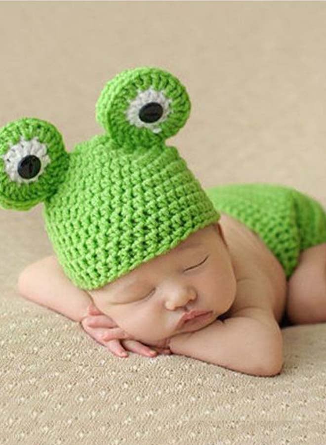 Cartoon Crochet Knit Beanie Green