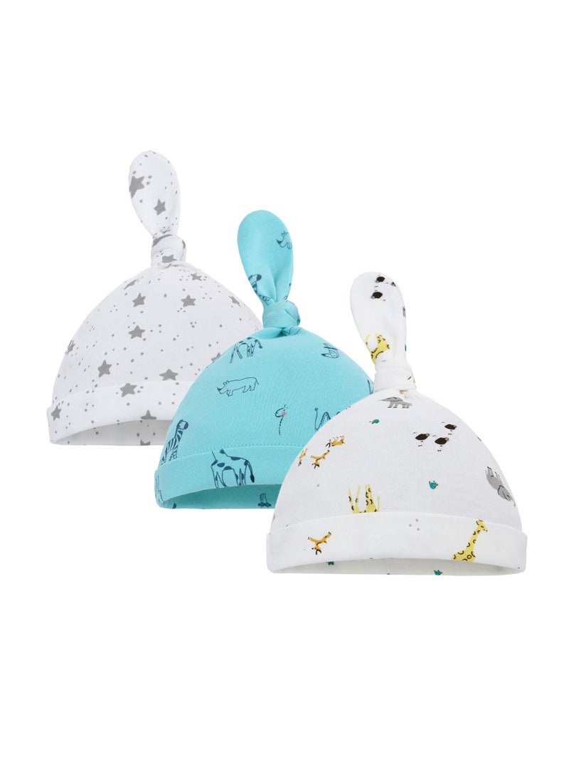 Suitable For 0-6 Month Baby Soft Breathable Tire Cap 3 Pieces