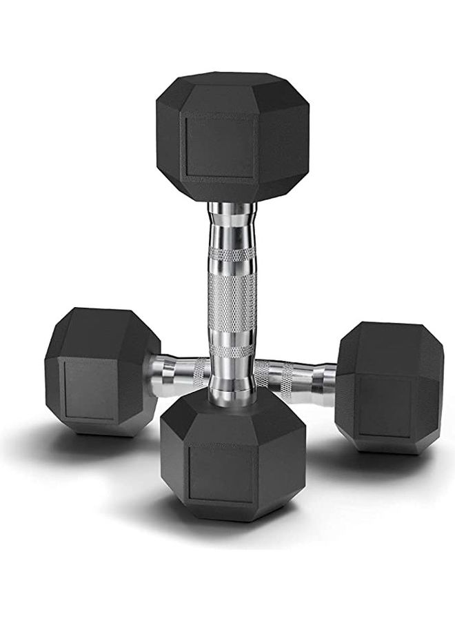 2-Pieces Rubber Encased Hex Dumbbells Hand Weight 3kg