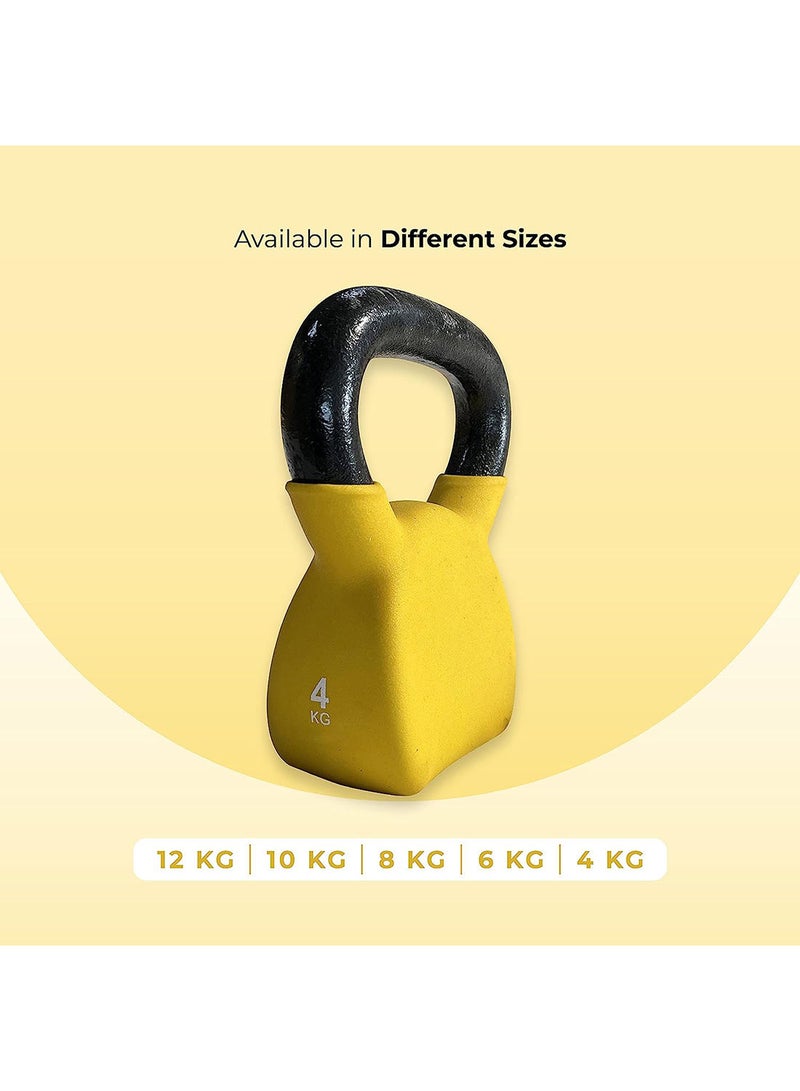 Kettlebell of 4Kg (8.8LB) Includes 1 * 4Kg (8.8LB) | Material : Iron with Rubber Coat | Exercise, Fitness and Strength Training Weights at Home/Gym for Women and Men