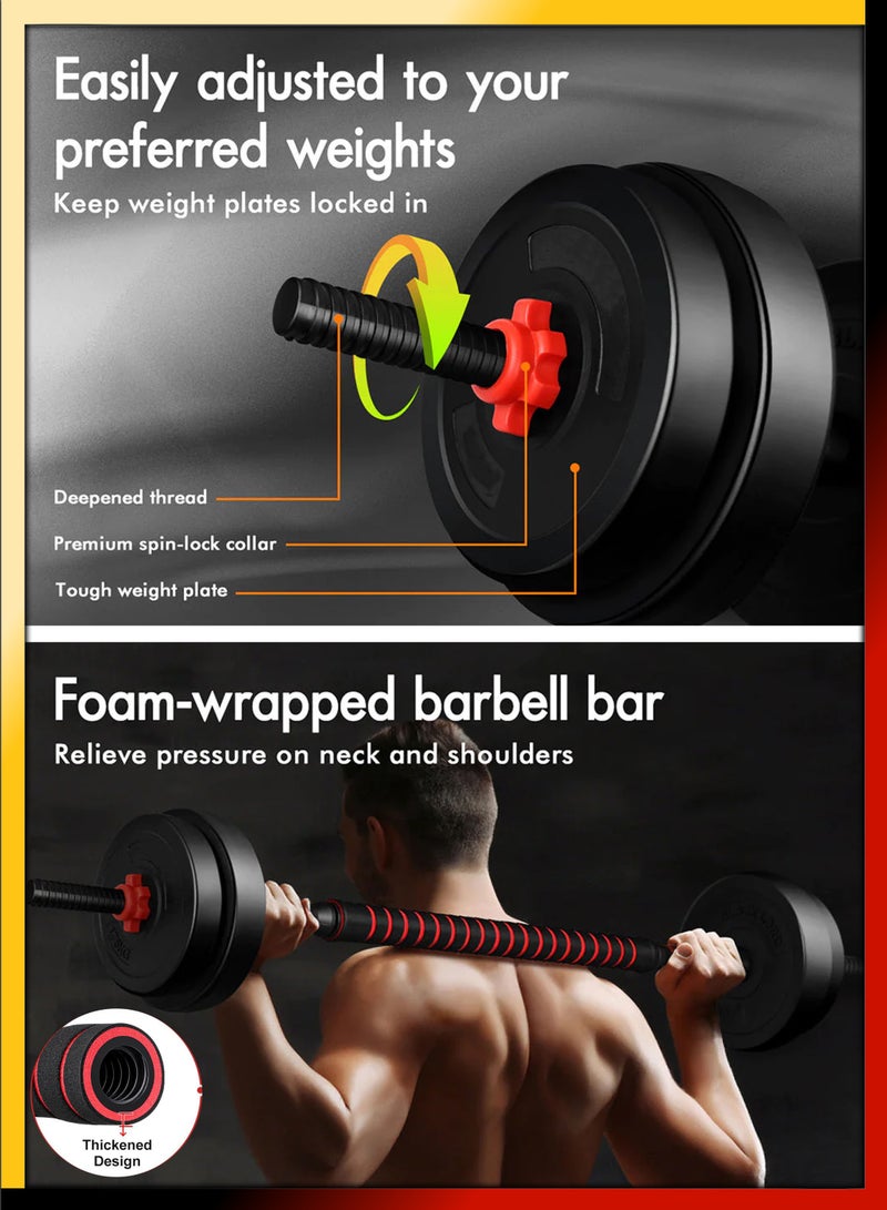 Multifunctional 3 in 1 Adjustable Dumbbell Barbell Macebell 20kg Set with Non-slip Connecting Rod Muscle Training For Men Women Body Home Gym Fitness Workout Weightlifting Exercise