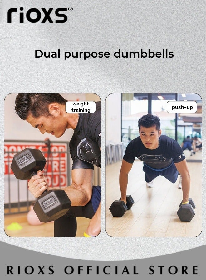 Rubberised Hexagonal Fixed Dumbbells Steel Weight Set Men Women 1kg 2kg Fitness Sports Training Dumbbells Pair