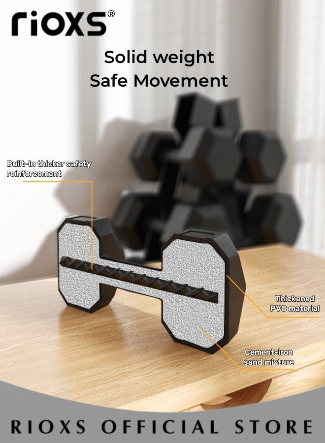 Rubberised Hexagonal Fixed Dumbbells Steel Weight Set Men Women 1kg 2kg Fitness Sports Training Dumbbells Pair
