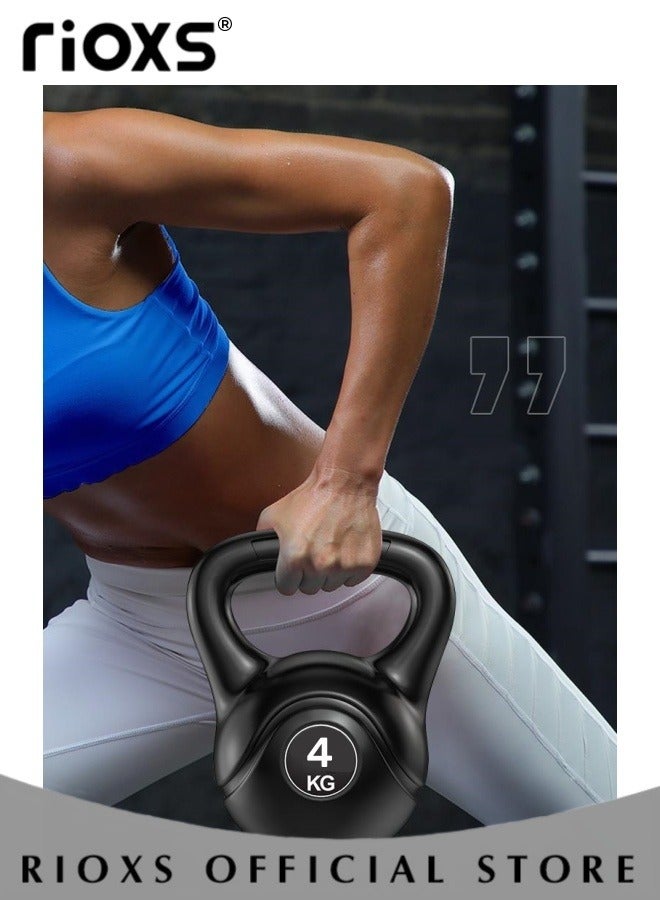 4 KG Kettlebell,Cast Iron Rubber Coated Kettle Bell,Strength Training Kettlebell, With Handle,Kettle Bell Weights For Weight Lifting Conditioning Strength Core Training Full Body Workout