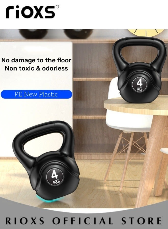 4 KG Kettlebell,Cast Iron Rubber Coated Kettle Bell,Strength Training Kettlebell, With Handle,Kettle Bell Weights For Weight Lifting Conditioning Strength Core Training Full Body Workout