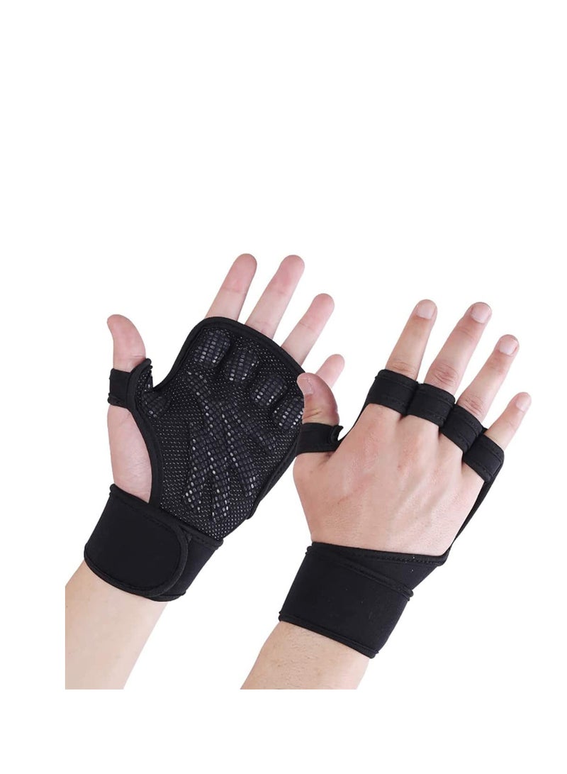 New Ventilated Weight Lifting Gloves with Built-In Wrist Wraps, Full Palm Protection & Extra Grip. Great for Pull Ups, Cross Training, Fitness & Weightlifting. Suits Men & Women (M)