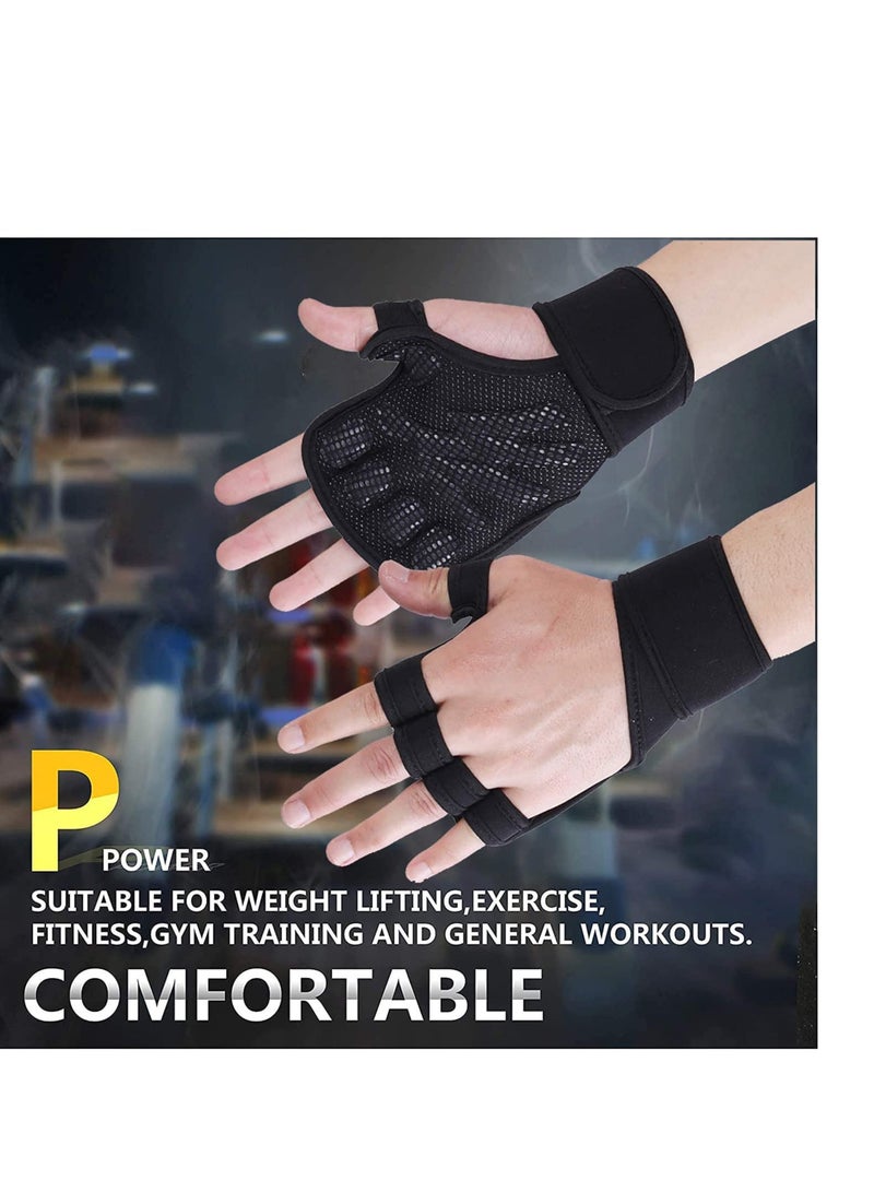 New Ventilated Weight Lifting Gloves with Built-In Wrist Wraps, Full Palm Protection & Extra Grip. Great for Pull Ups, Cross Training, Fitness & Weightlifting. Suits Men & Women (M)