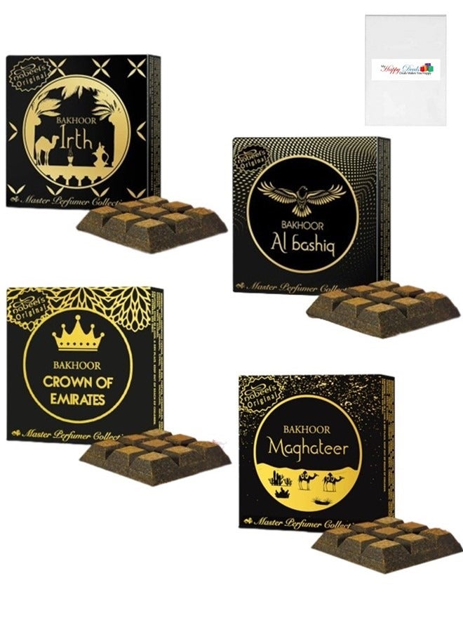 Pack of 4 Nabeel Ultimate Incense Bakhoor Collection Irth, Maghateer, Bashiq, Crown of Emirates