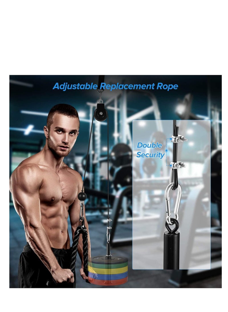Fitness Pulley Cable, Replacement Cable Machine Accessories, Adjustable Attachments for Gym - Thick 5mm Heavy Duty Steel Wire Rope Home Weight Lift System