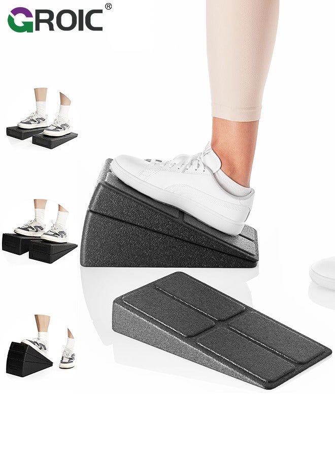 Squat Wedge Block 3 Pcs Adjustable Slant Board for Calf Stretching Foot Stretcher for Physical Home Therapy Stretch Equipment for Squat Ankle Incline Foam Boards Wedge Calve Raise Blocks