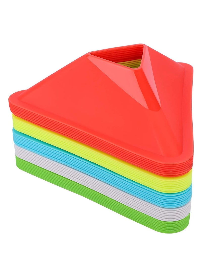 Soccer Disc Cones, 25 Packs Agility Training Cones Multicolor Flexible Durable, Training Equipment for Football, Basketball, Agility, Field Marker, Spot Marker
