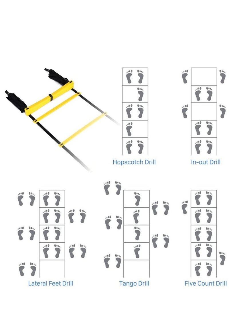 Agility Ladder, Footwork Speed Training Drill Ladder, Agility Training Speed 8 Rung 13ft for Soccer, Football, Sports Training, Speed Agility Flexibility Ladder with Carrying Bag