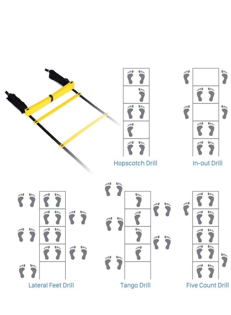Agility Ladder, Footwork Speed Training Drill 8 Rung 13ft for Soccer, Football, Sports Training, Flexibility Ladder with Carrying Bag