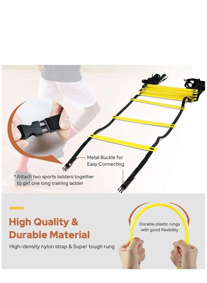 Agility Ladder, Footwork Speed Training Drill 8 Rung 13ft for Soccer, Football, Sports Training, Flexibility Ladder with Carrying Bag