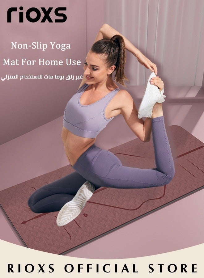 Yoga Mat Non Slip Yoga Mat with Strap Included 6mm Thick Exercise Mat Ideal for HiiT, Pilates, Yoga and Many Other Home Workouts with Resistance Bands