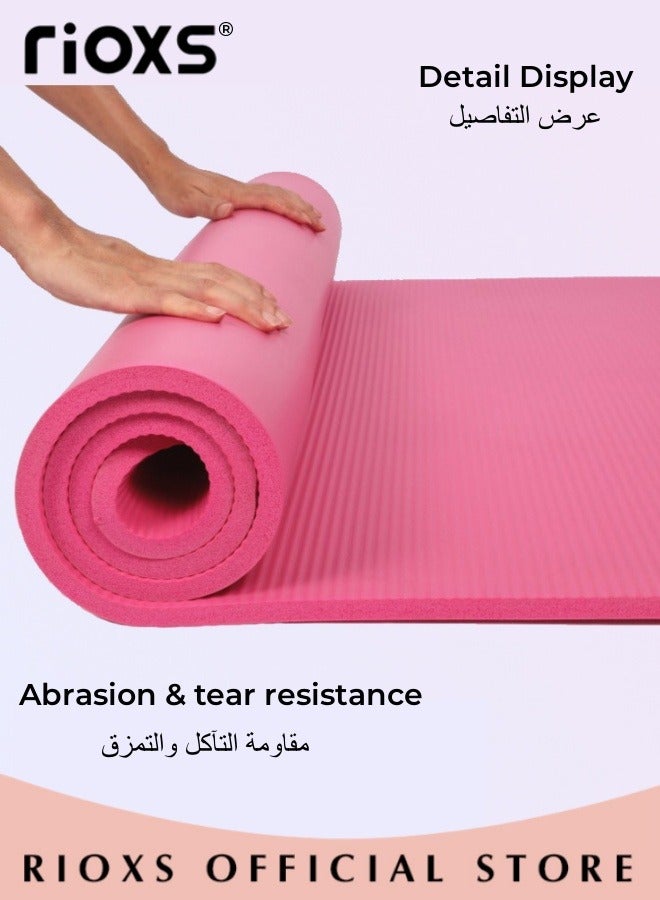 Yoga Mats,10 mm  Extra Thick High Density Exercise Mat With Bandage And Carrying Bag,Anti-Tear Non-Slip Pad,Cushy Floor Pad For Pilates Yoga Fitness