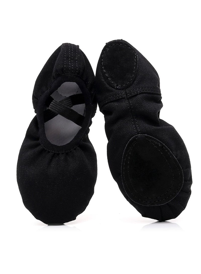 Soft Bottom Dancing Yoga Ballet Shoes Elastic Mouth Lace Free Shoes for Children Black Color