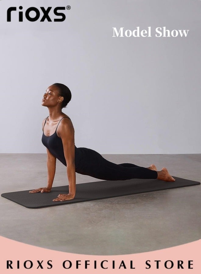 Yoga Pilates Kits-Non Slip Yoga Mat with 5 Pieces Stretch Strap,10mm Thick Exercise Mat,1500x150x0.35mm Stretching Band,For Pilates Yoga Workout,Home Gym Mat And Resistance Bands,With Carry Bag