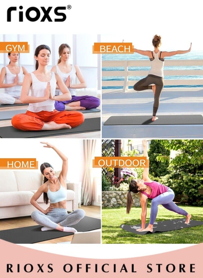 Yoga Pilates Kits-Non slip Yoga Mat + 5 Pcs Resistance Band,Sports Fitness Gym Strength Training,Rubber Loops Elastic Bands,Fitness Yoga Exercise Pull Rope Mat