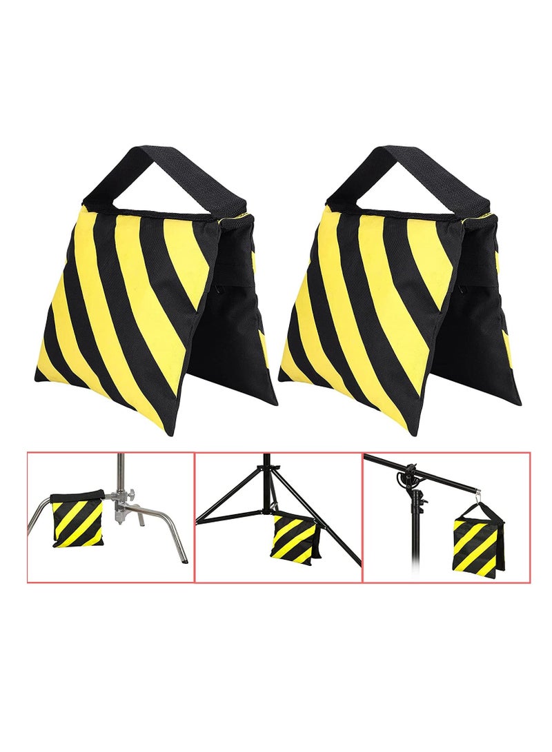 COOPIC Medium Size Set of Four Black/Yellow Heavy Duty Sand Bag 22.5inch/58cm Photography Studio Video Stage Film Sandbag Saddlebag for Light Stands Boom Arms Tripods