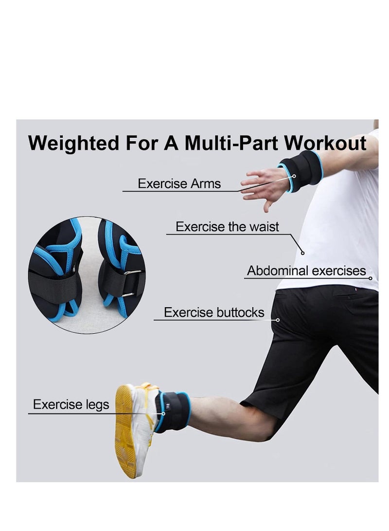 Ankle Weights Set, Weighted Sandbag 2 Pcs Wrist Leg Weights, Adjustable for Fitness Jogging Walking Workout, Man, Women