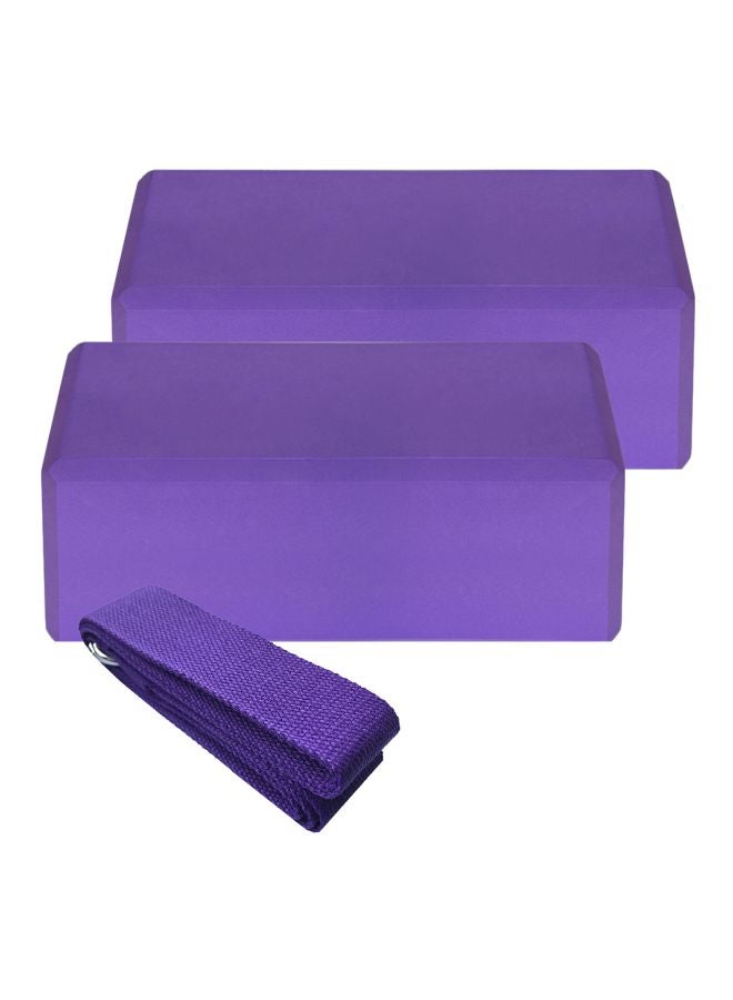 3-Piece Yoga Block And Strap Set 25x16x19cm