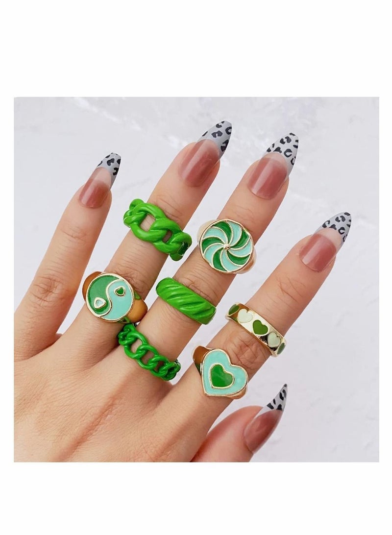 Cute Rings for Women, Chunky Jewelry Fashion Colorful Stackable Sets