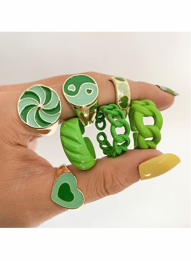 Cute Rings for Women, Chunky Jewelry Fashion Colorful Stackable Sets