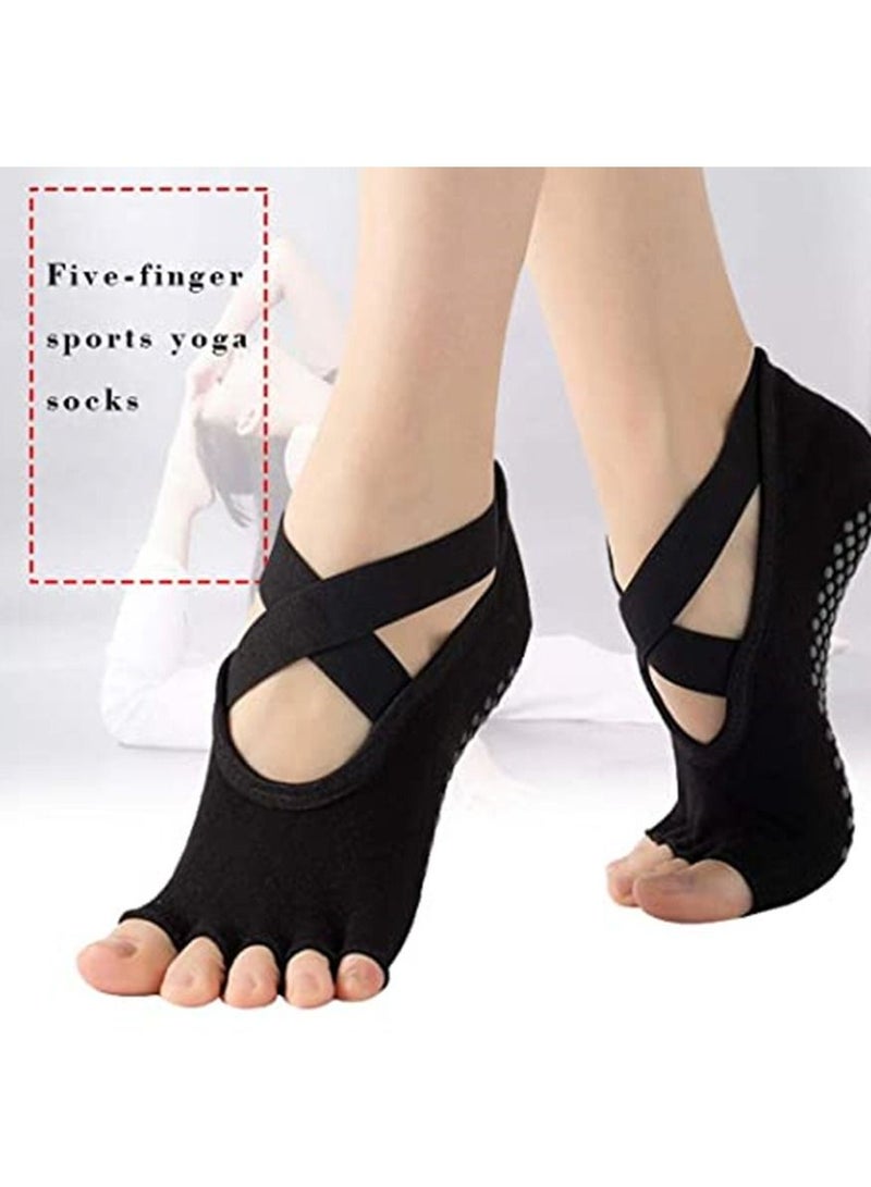 4 Pairs Non Slip Yoga Socks, Women Dress Socks Clasped Pilates Socks for Ballet Pilates Barre Dance